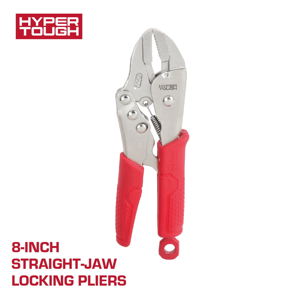 Hyper Tough 8-inch Straight Jaw Locking Pliers with Triggerless Release