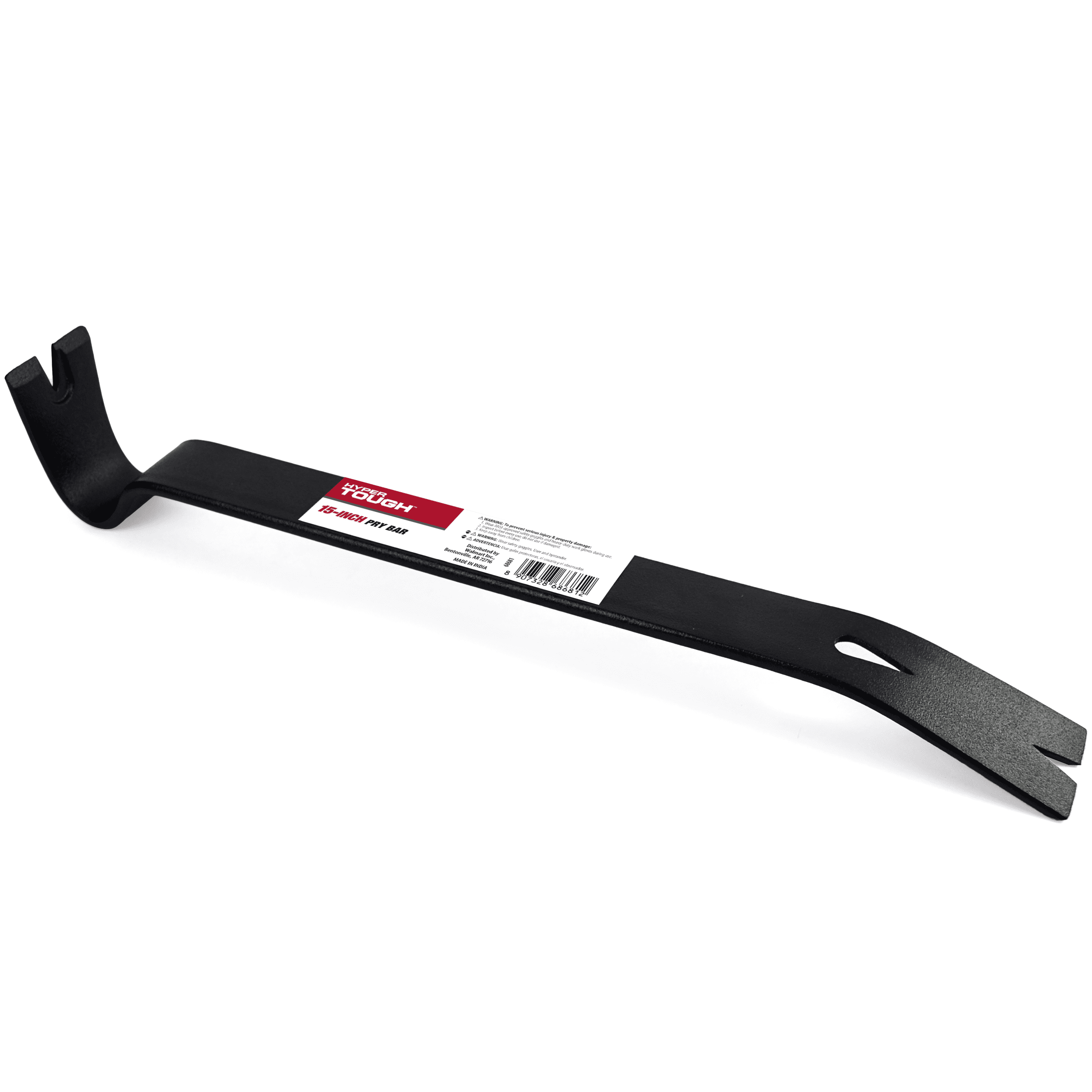 Hyper Tough 15-Inch Utility Pry Bar, Nail Puller & Crowbar, Drop Forged Heat-Treated Carbon Steel