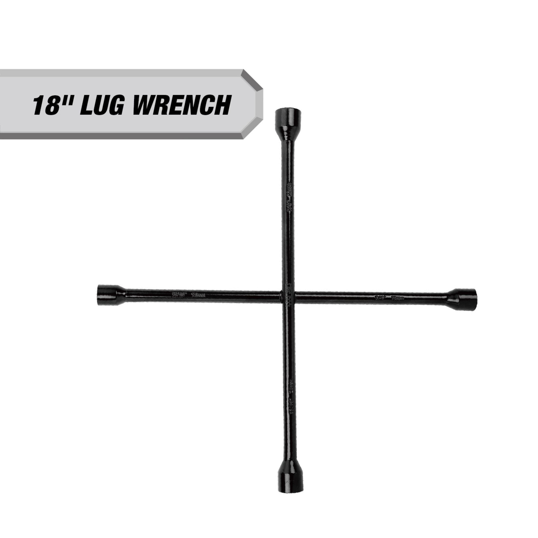 Hyper Tough 18-inch Durable Carbon Steel Lug Wrench for Tire Replacement