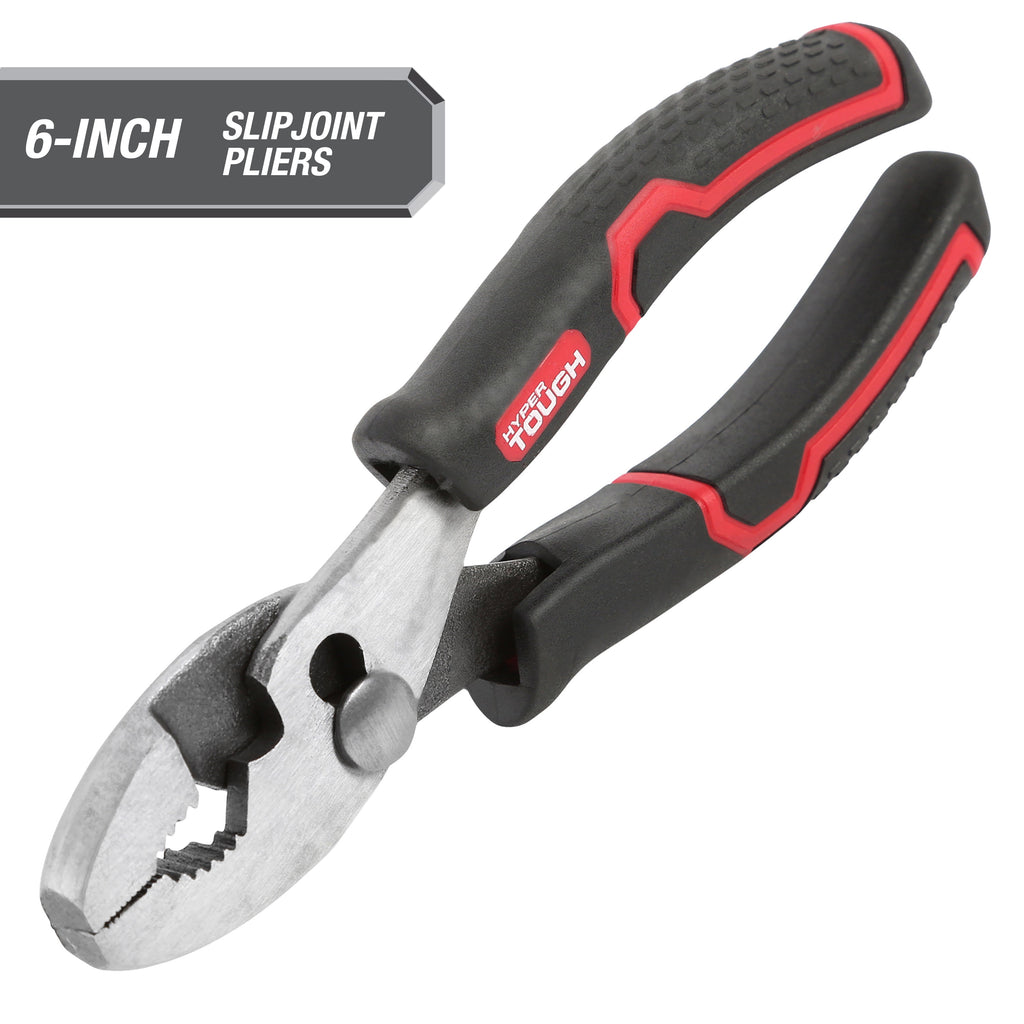 Hyper Tough 6-inch Slip Joint Pliers with Ergonomic Soft Grip Handles