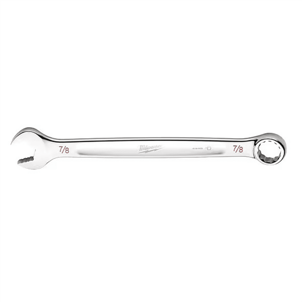 Milwaukee Tool 7/8 SAE Combination Wrench, 12-Point, Steel, Chrome, Ergonomic, I-Beam Handle
