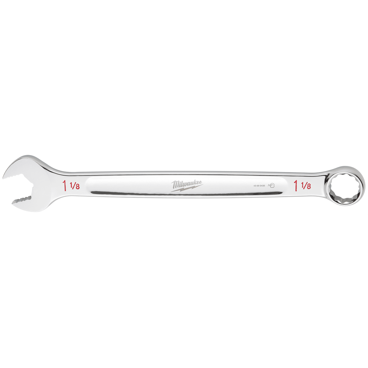 Milwaukee Tool 1-1/8 SAE Combination Wrench, 12-Point, Steel, Chrome, Ergonomic, I-Beam Handle