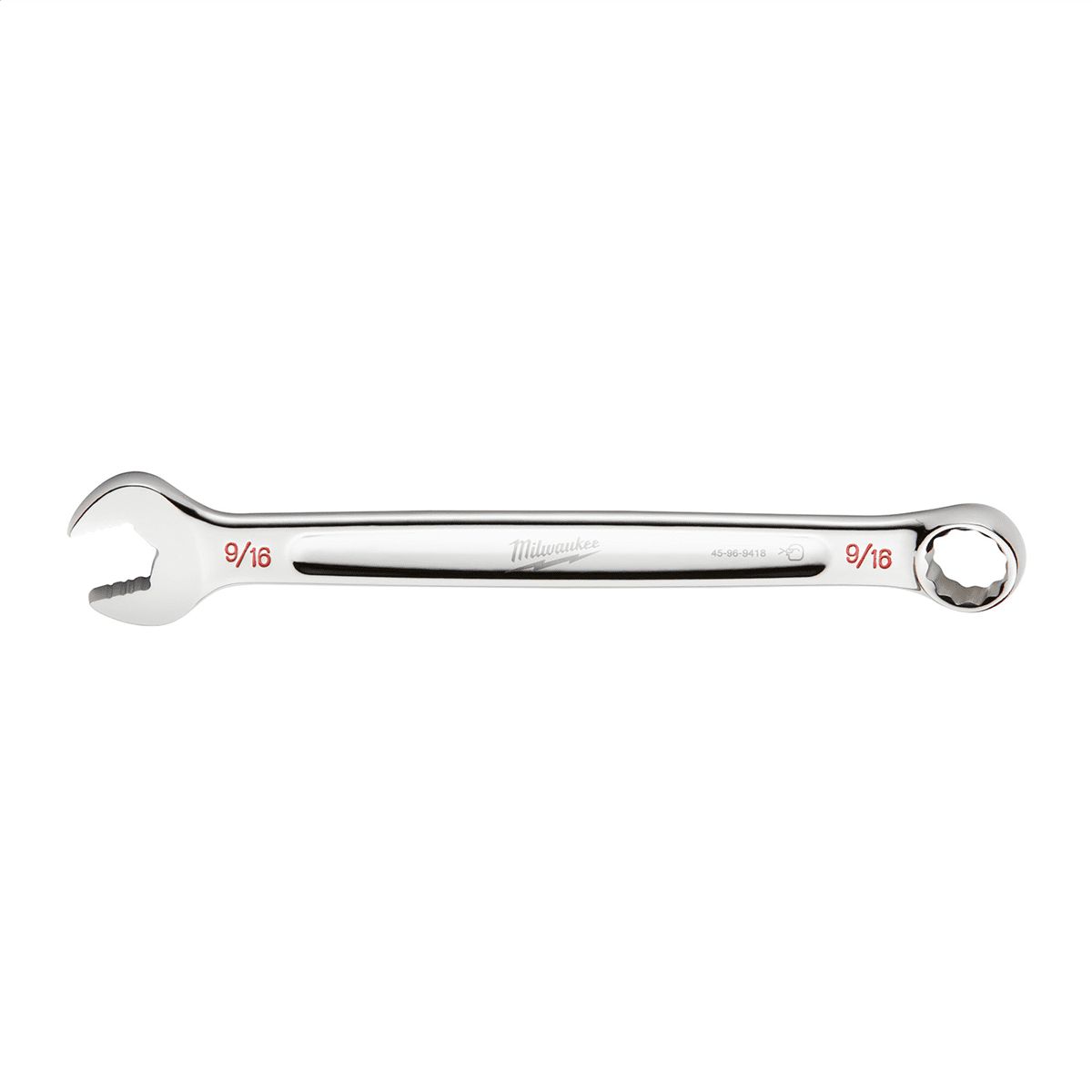 Milwaukee Tool 9/16 SAE Combination Wrench, 12-Point, Steel, Chrome, Ergonomic, I-Beam Handle