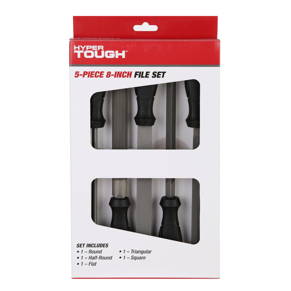Hyper Tough 5-Piece 8-inch Hand File Set 8TR0028G, New Condition