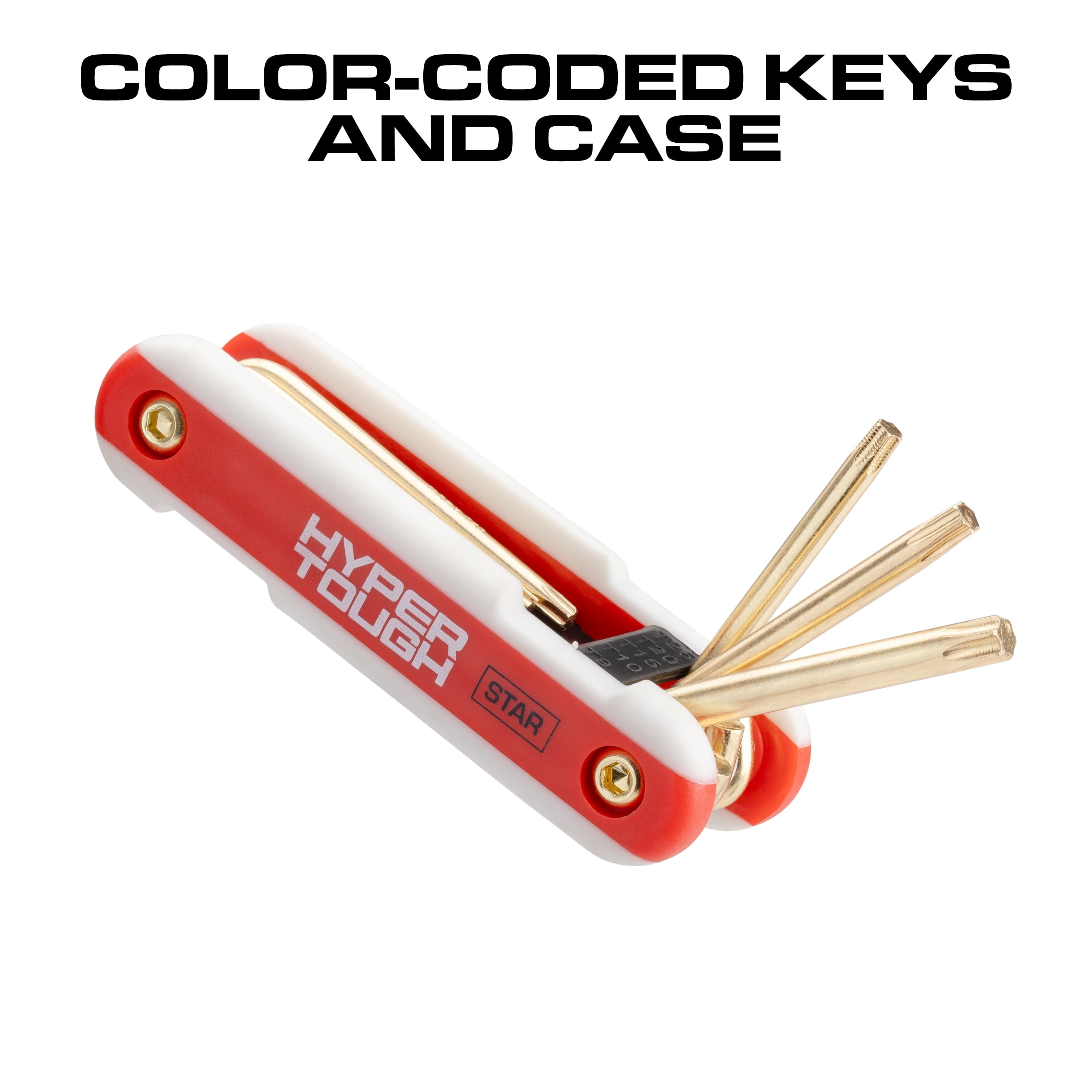 Hyper Tough Heavy-Duty Folding Star Hex Key Set, 8 Pieces