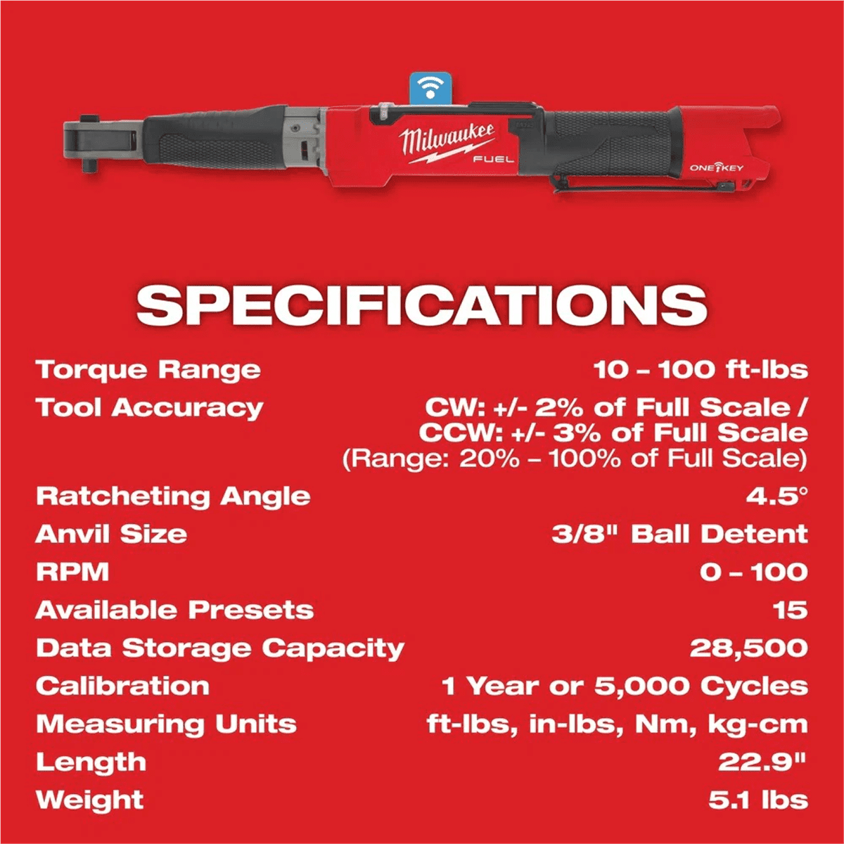 Milwaukee 2465-20 M12 FUEL 3/8 Digital Torque Wrench with ONE-KEY