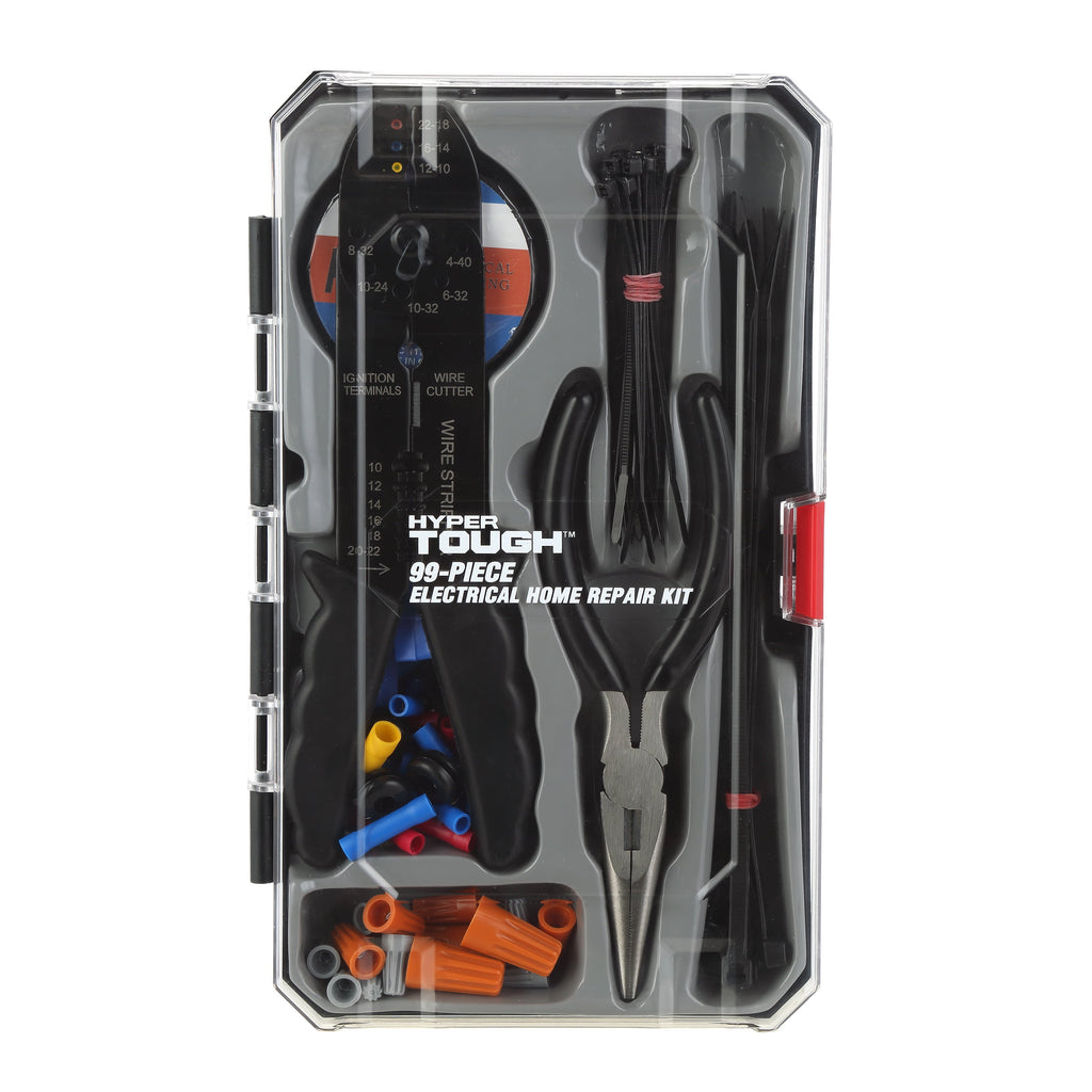 Hyper Tough 99 Piece Compact Electrical Home Repair Set Including Storage Case TD21801A, New, 1.36 lbs.