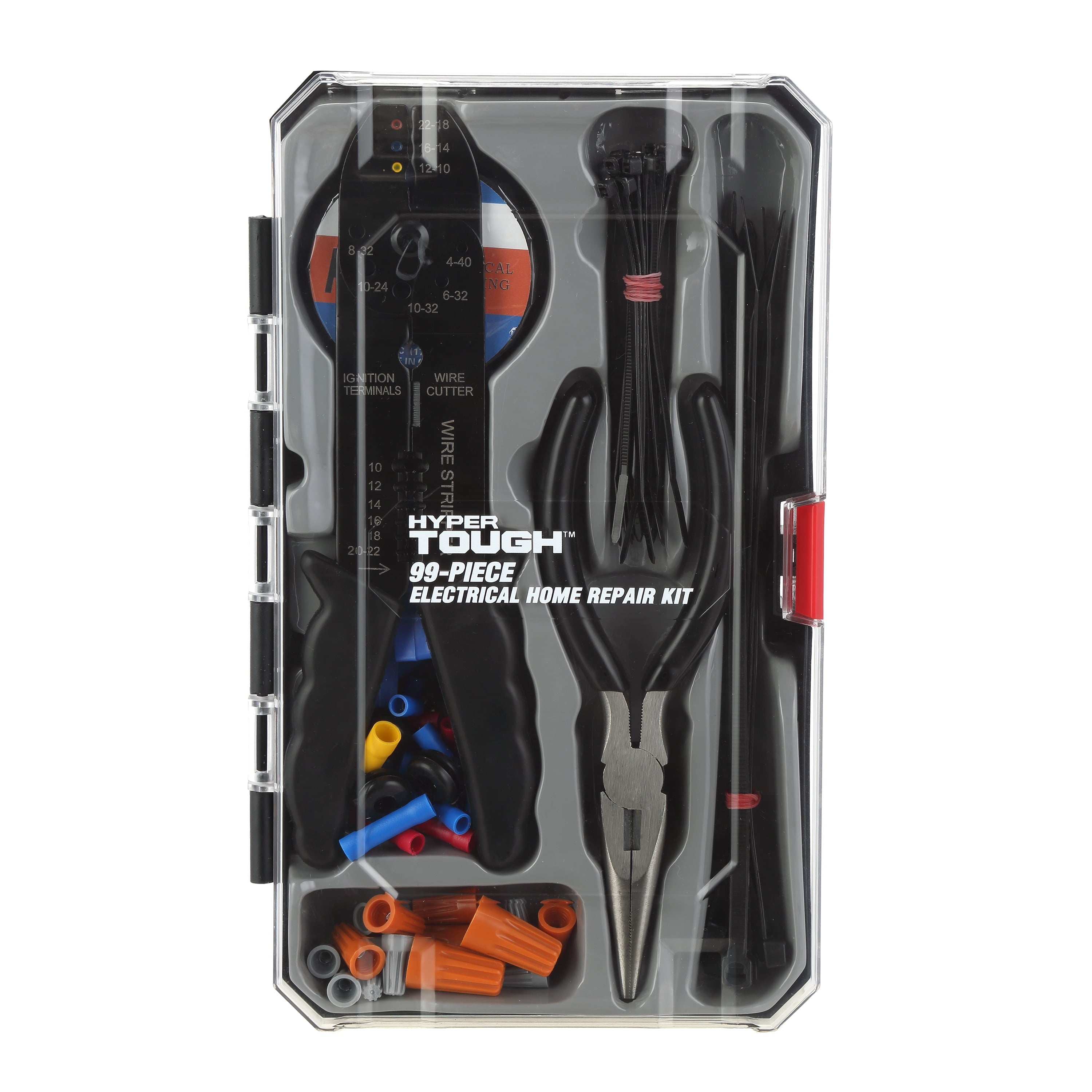 Hyper Tough 99 Piece Compact Electrical Home Repair Set Including Storage Case TD21801A, New, 1.36 lbs.