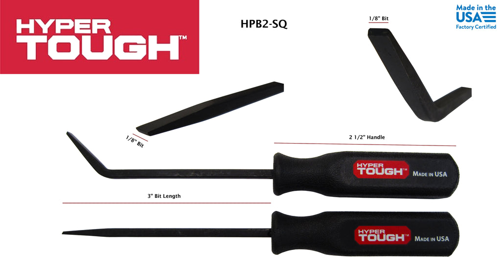 Hyper Tough Mini Handled Steel Pry Bar Set with Straight and Curved Blades