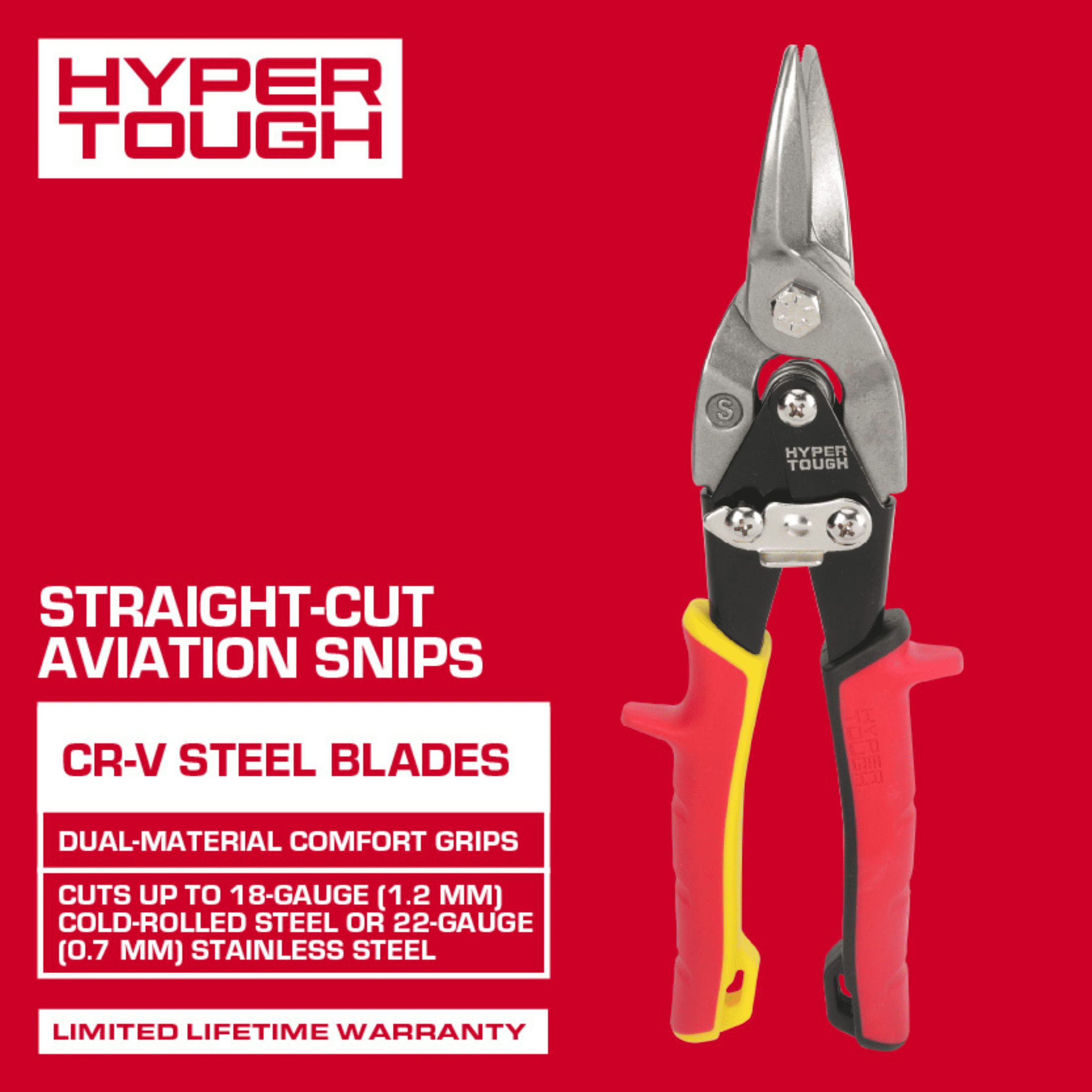 Hyper Tough Straight-Cut Aviation Snips with Cr-Mo Blades
