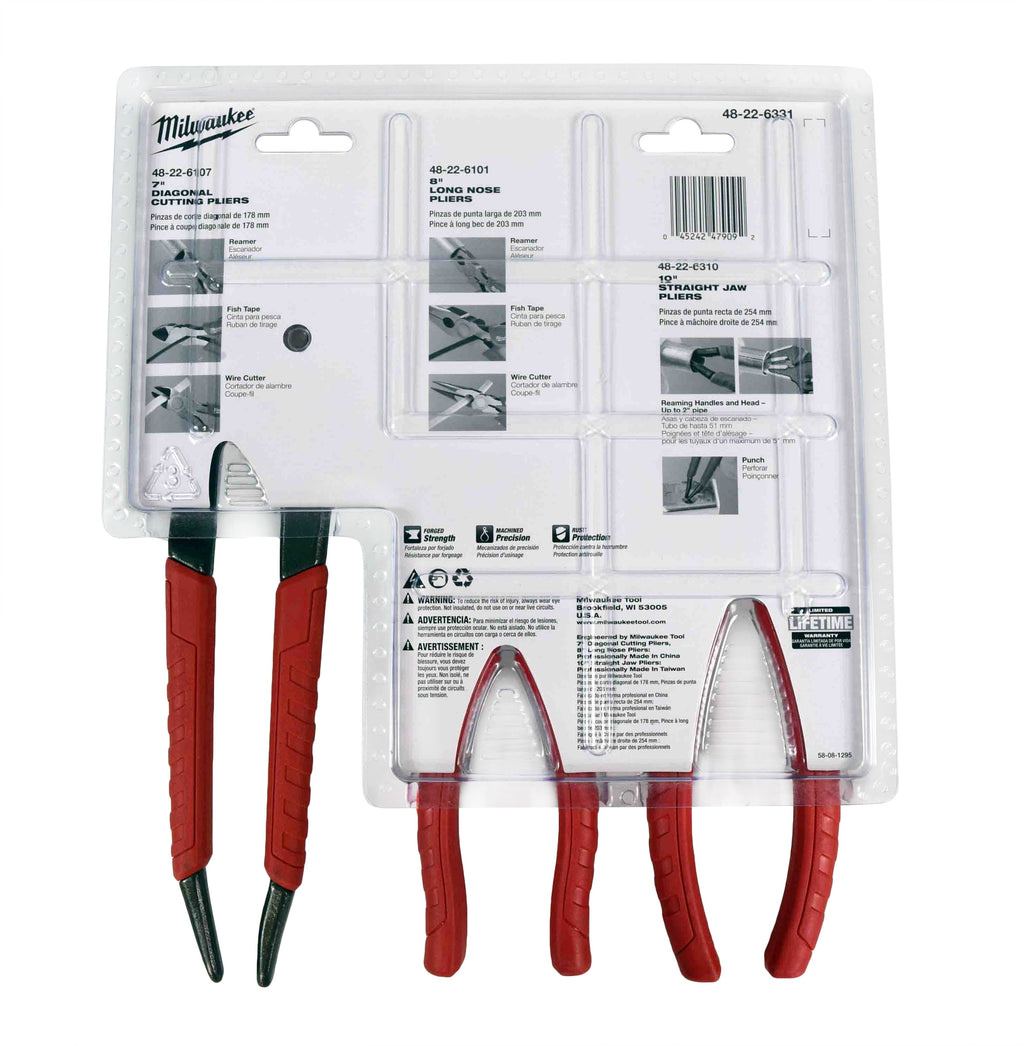 Milwaukee 48-22-6331 3-Piece Comfort Grip Pliers