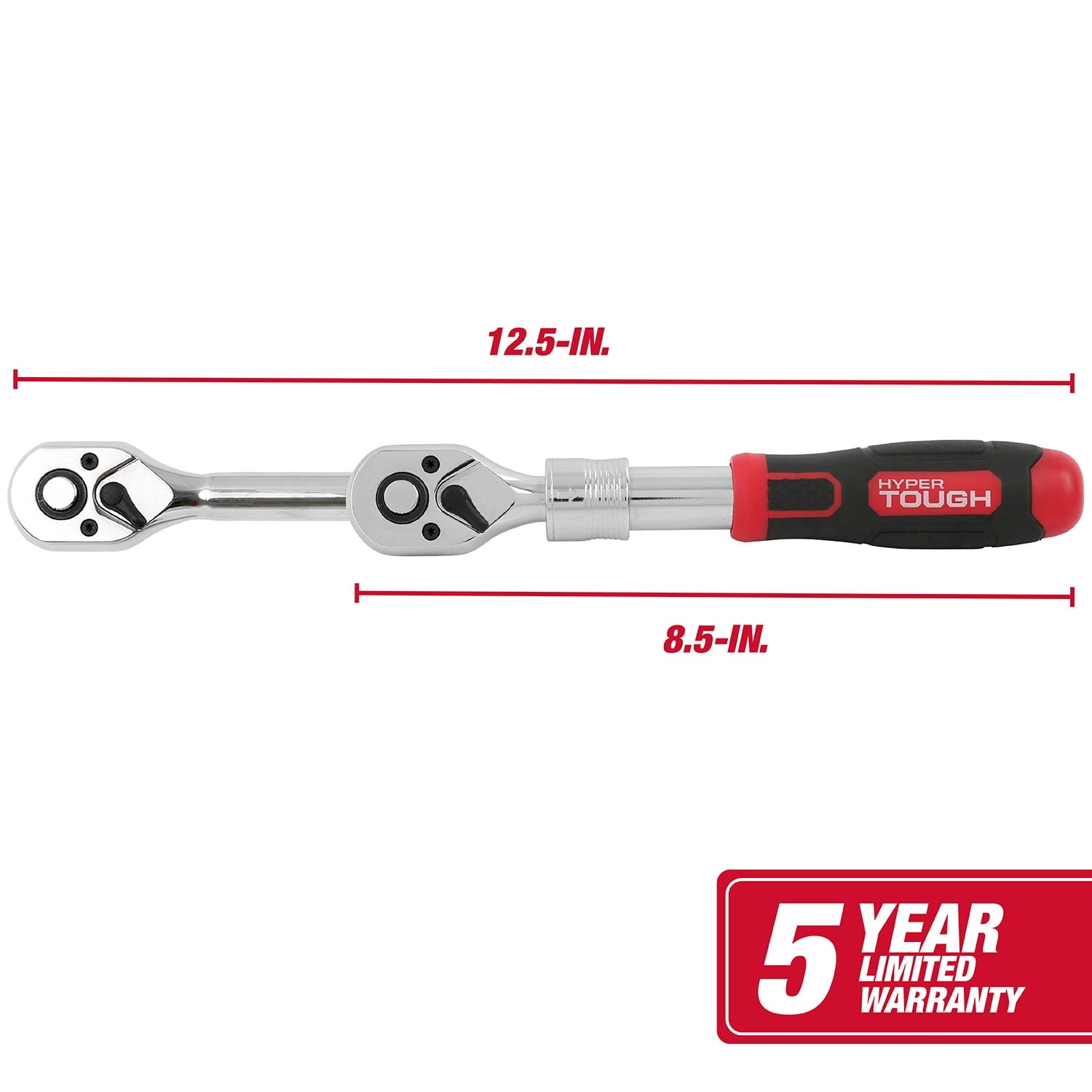 Hyper Tough Pear Head Ratchet Wrench with Extendable 12.5 inch Handle