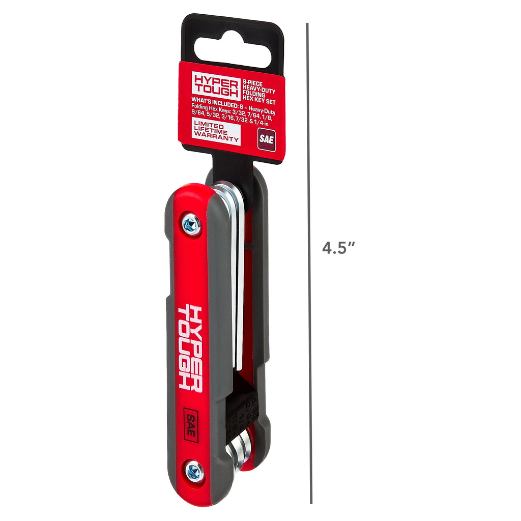 Hyper Tough Heavy-Duty Folding SAE Hex Key Set, 8 Pieces