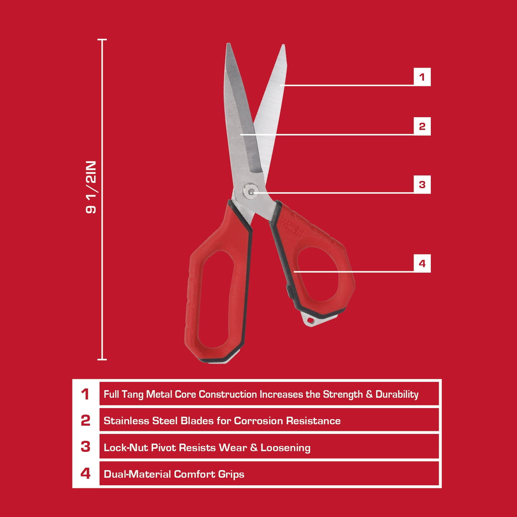 Hyper Tough 9-1/4-inch Stainless Steel Shears with Metal Core Handles