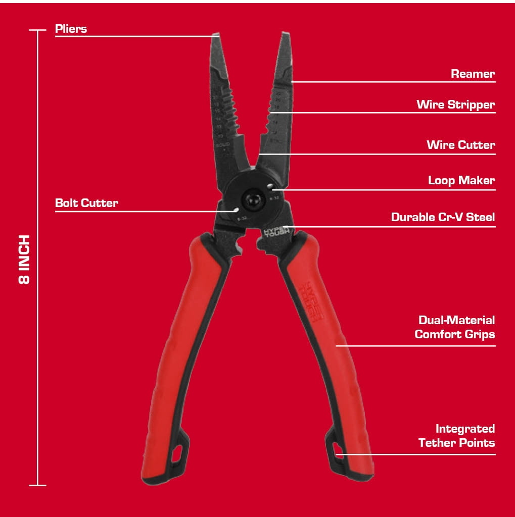 Hyper Tough 8-inch Multipurpose 6-in-1 Pliers