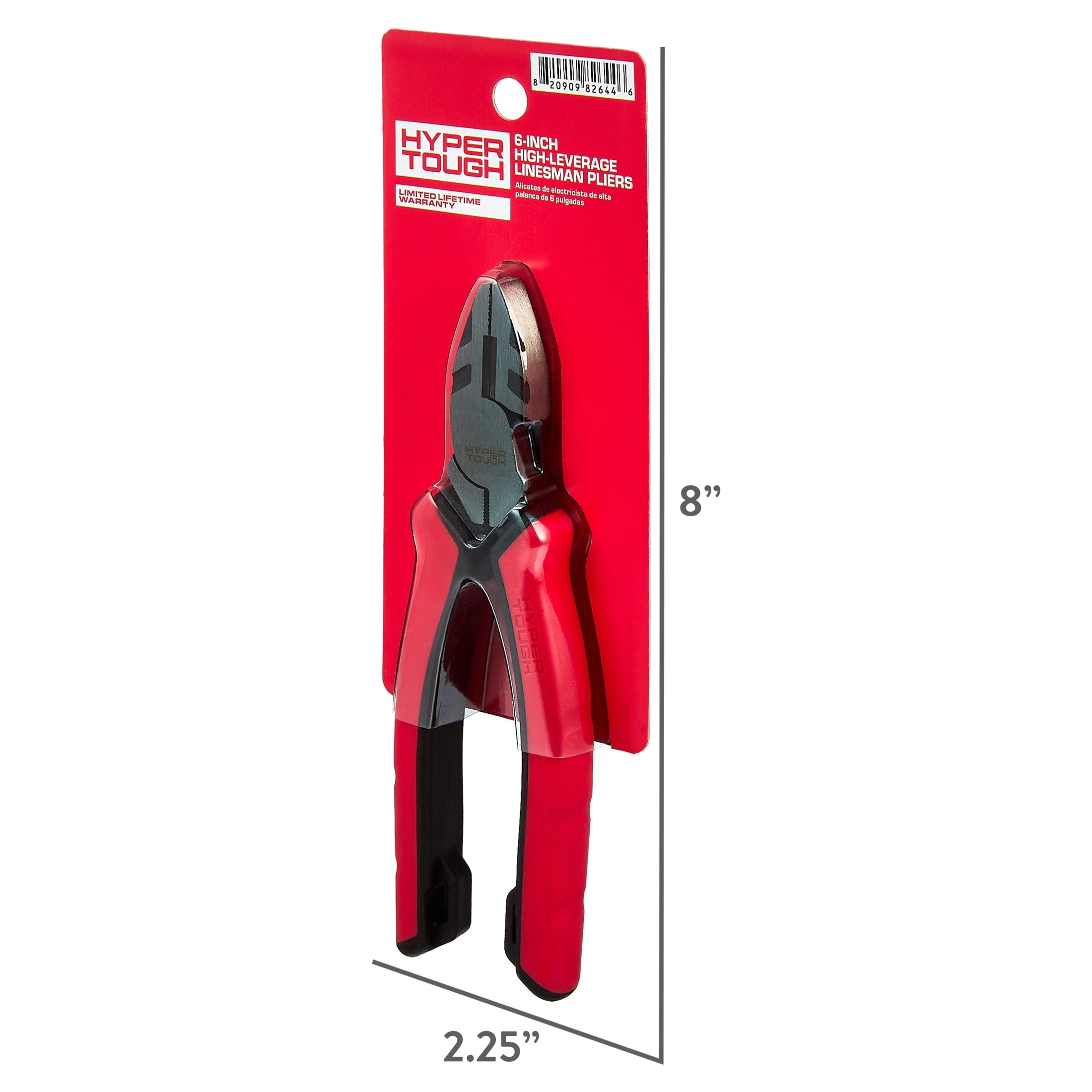 Hyper Tough 8-inch Long-nose Pliers with Dual Material Comfort Grips