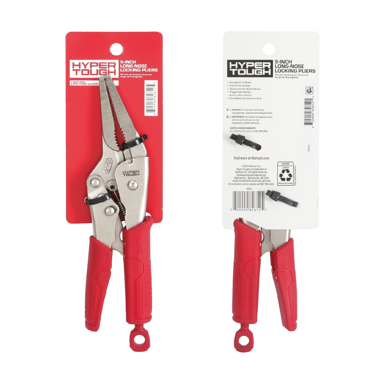 Hyper Tough 9-inch Long-Nose Locking Pliers with Triggerless Release