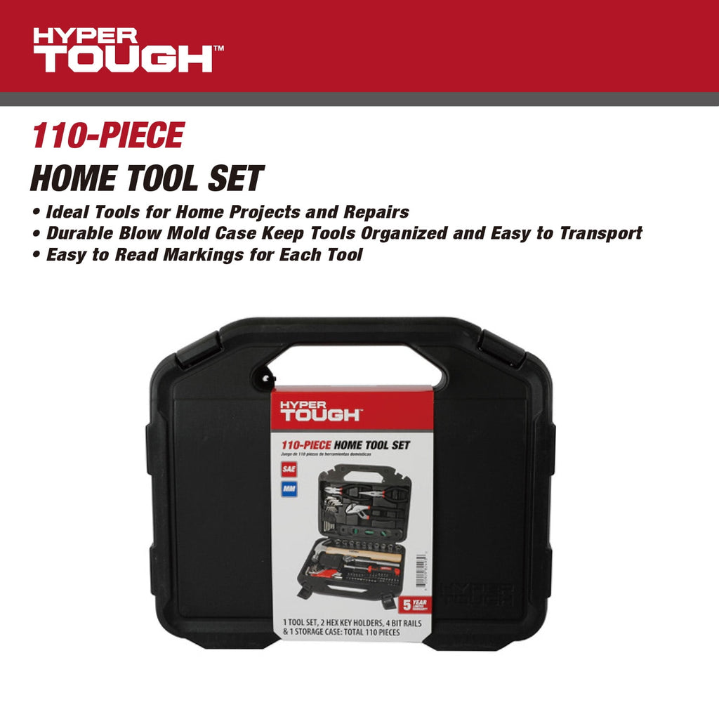 Hyper Tough 110-Piece Home Project Tool Set with Storage Case