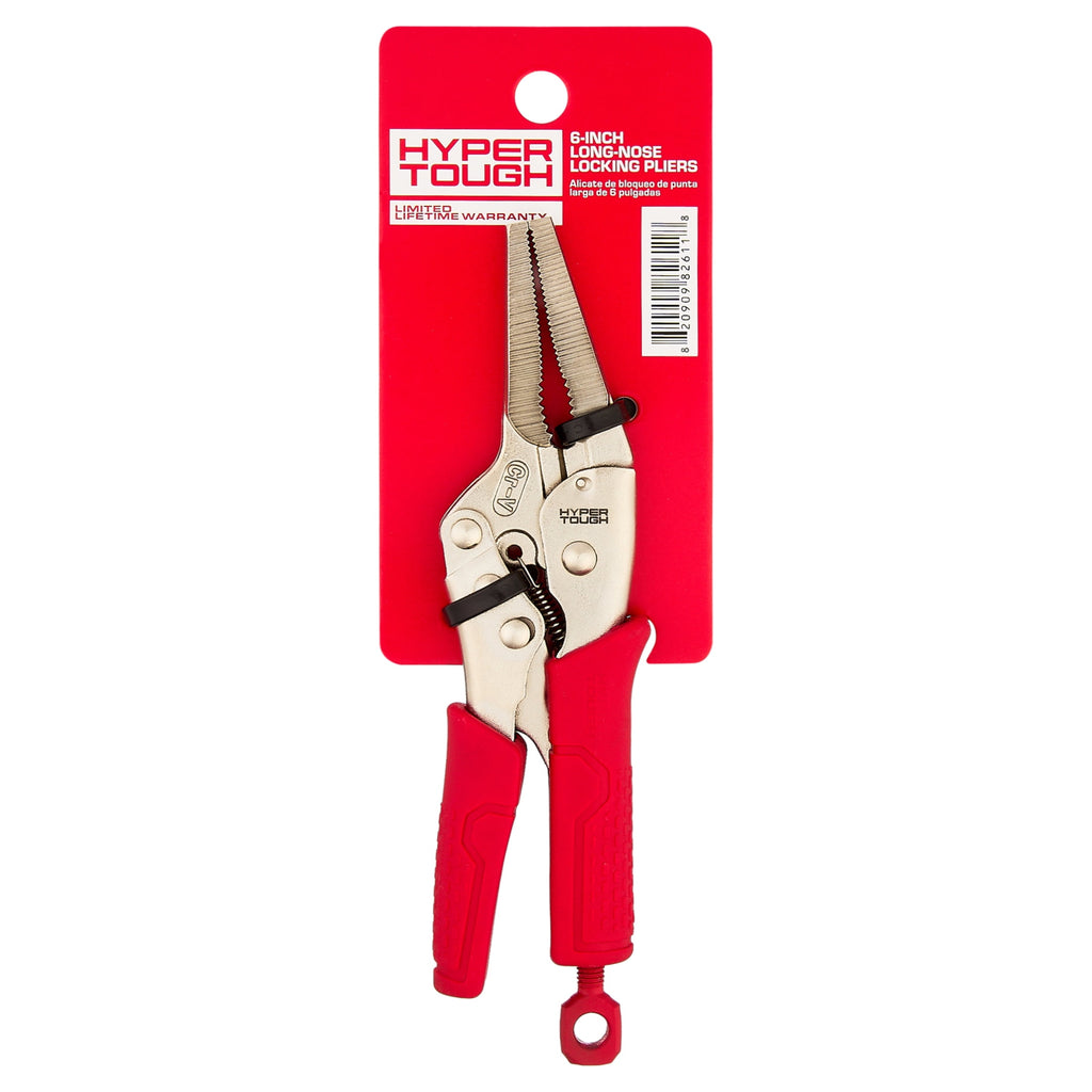 Hyper Tough 6-inch Long-Nose Locking Pliers with Triggerless Release