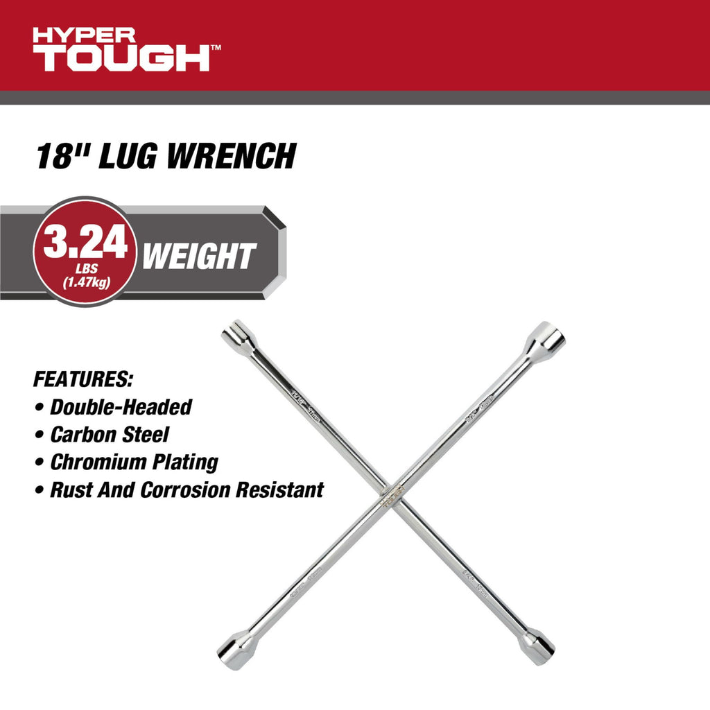 Hyper Tough 18-inch Lug Wrench with Plating for Tire Replacement
