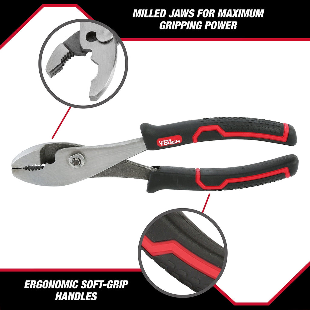 Hyper Tough 8-inch Slip Joint Pliers with Ergonomic Comfort Grips, Black, 5174V