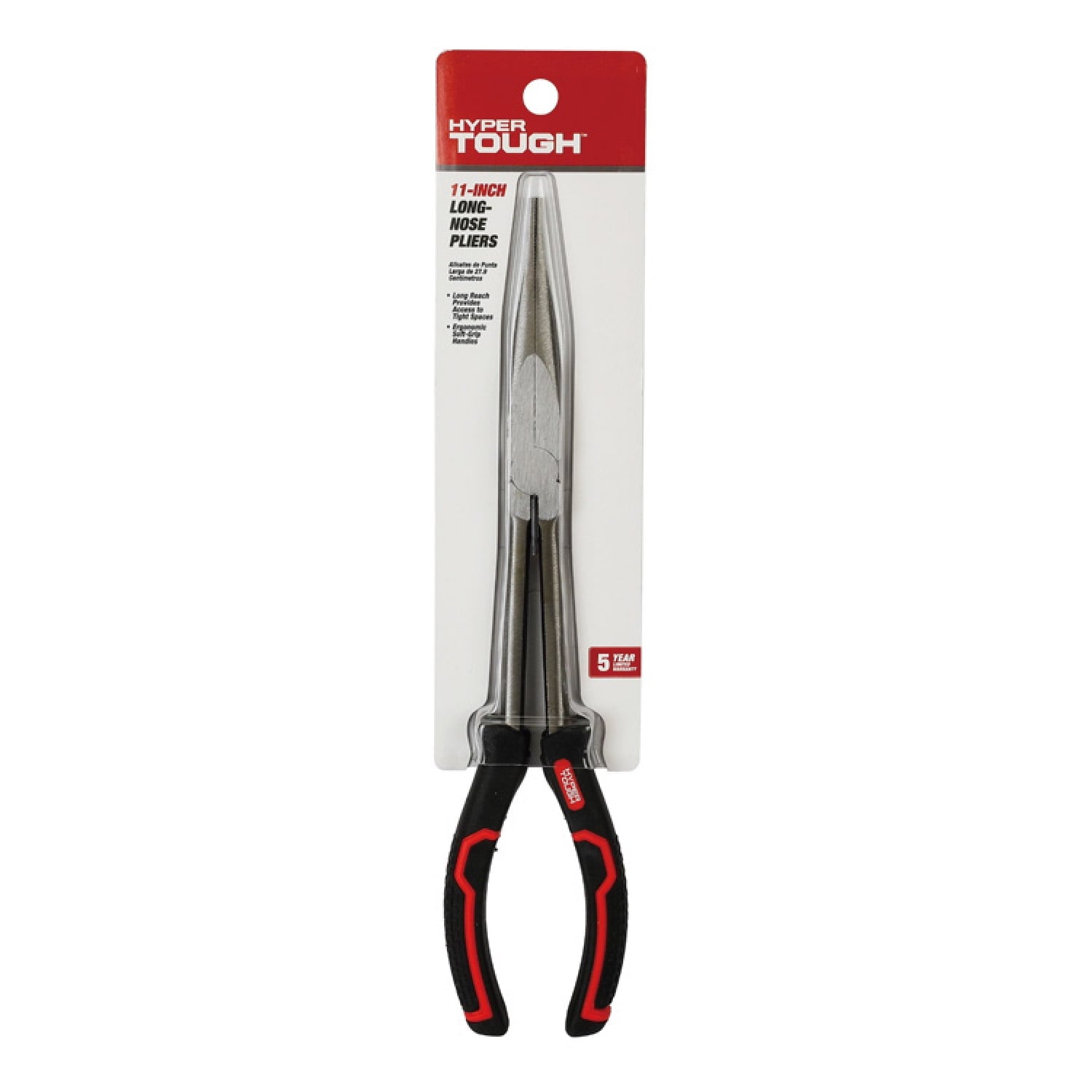 Hyper Tough 11-inch Long Nose Pliers with Ergonomic Soft Grip Handles