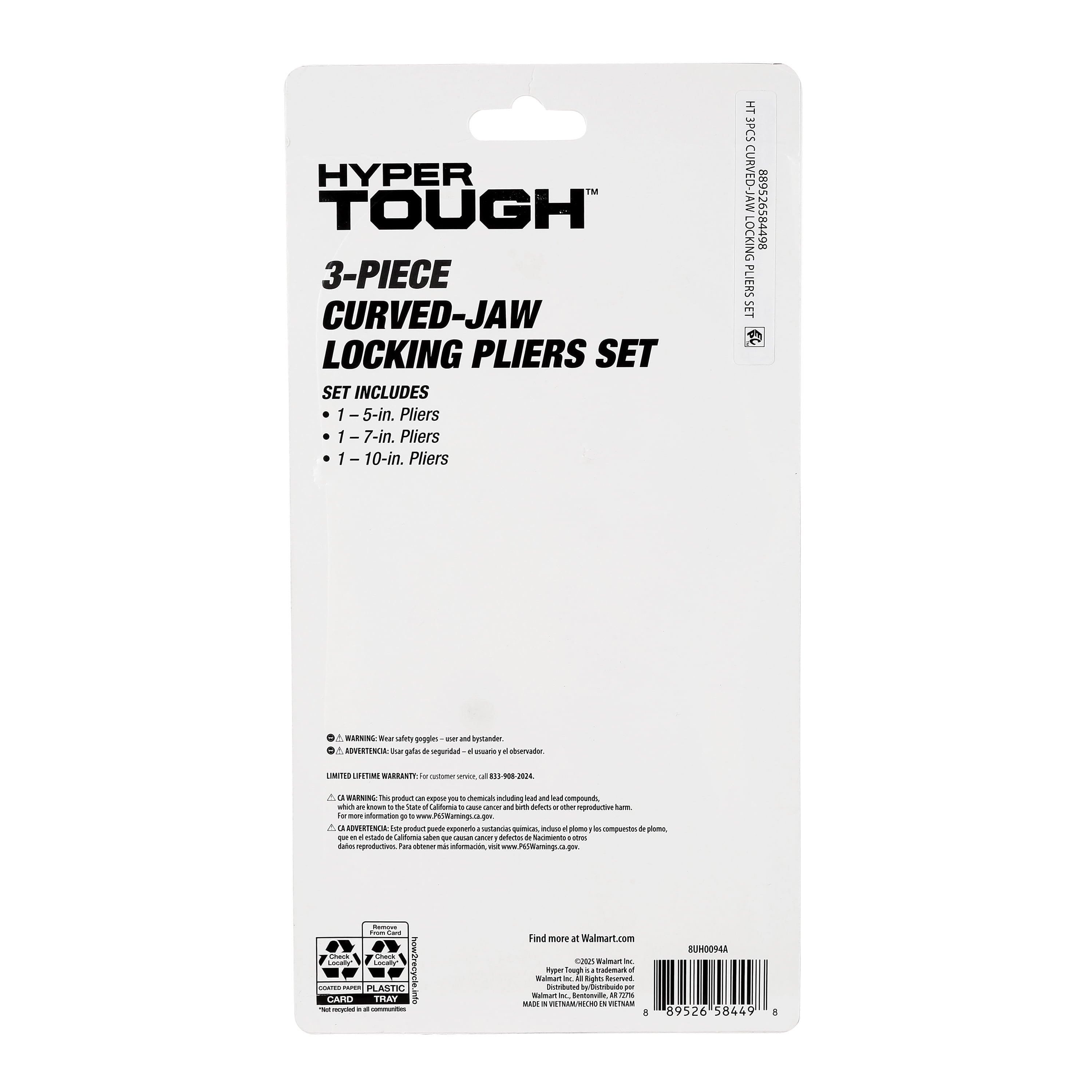 Hyper Tough 3 Piece Locking Plier Set with Quick Release Latch