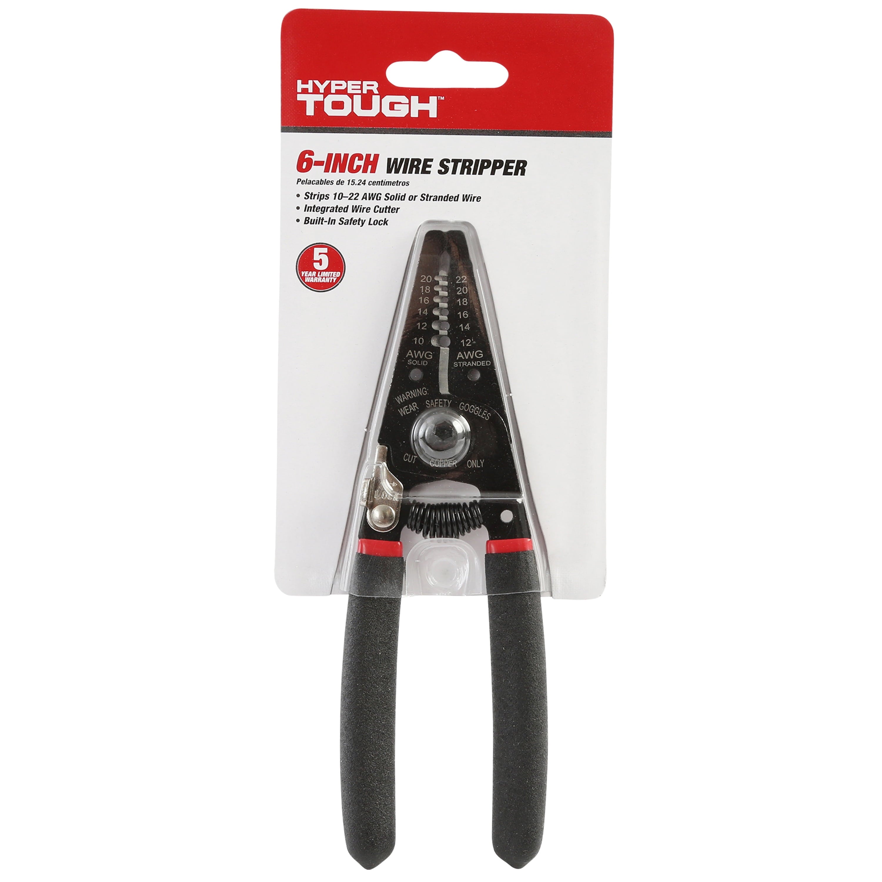 Hyper Tough New 6-inch Wire Stripper with Non-Slip Grips, 7504