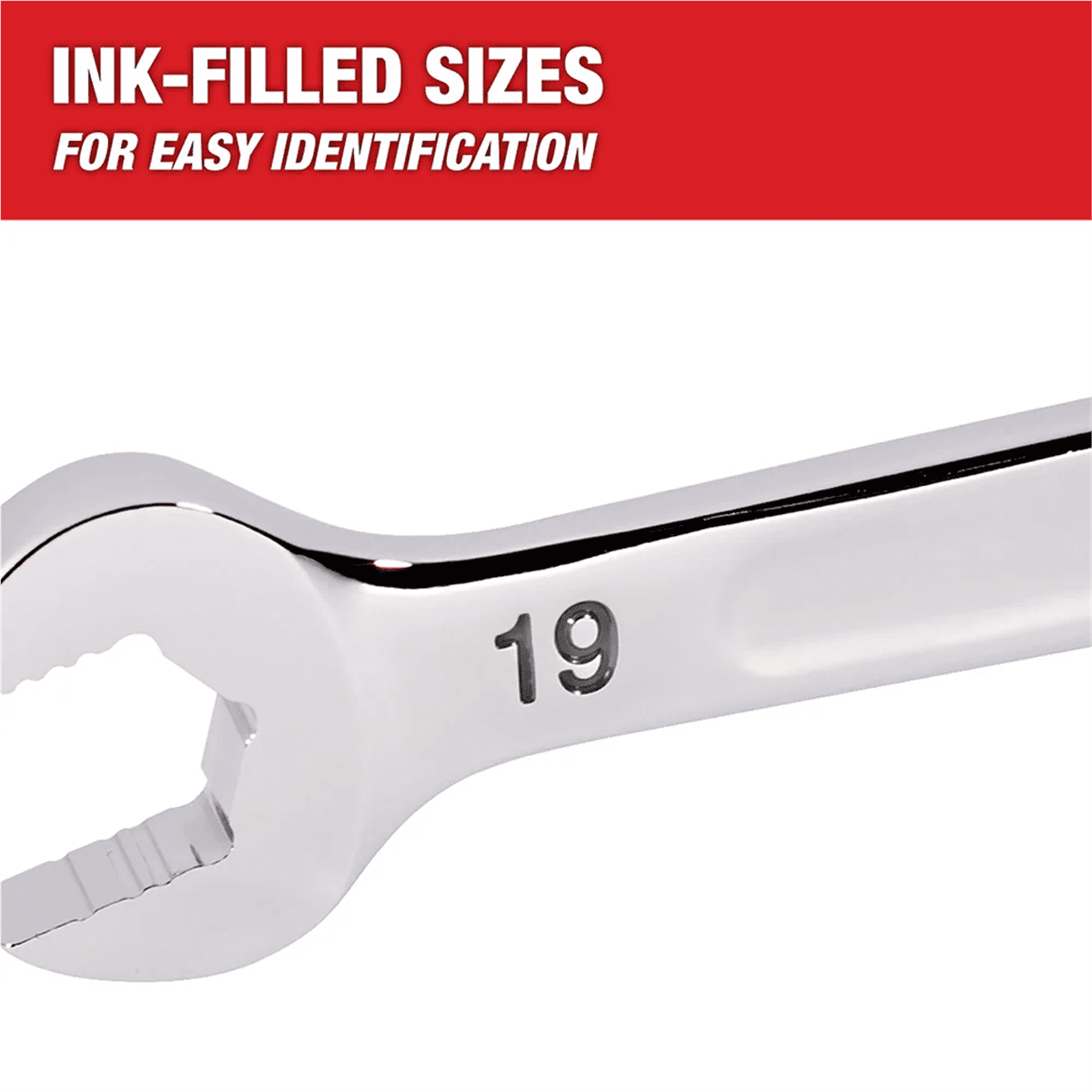 Milwaukee Tool 19MM Metric Ratcheting Combination Wrench, 12-Point, Steel, Chrome