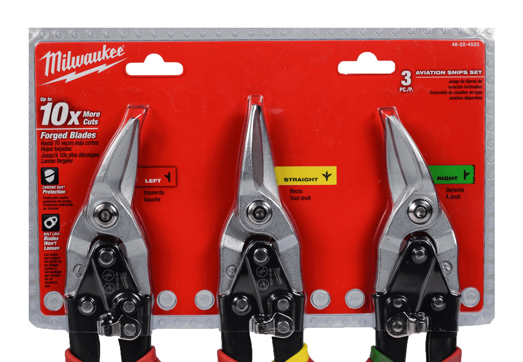Milwaukee 3-Piece Aviation Snip Set (Left, Right, Straight) 48-22-4533