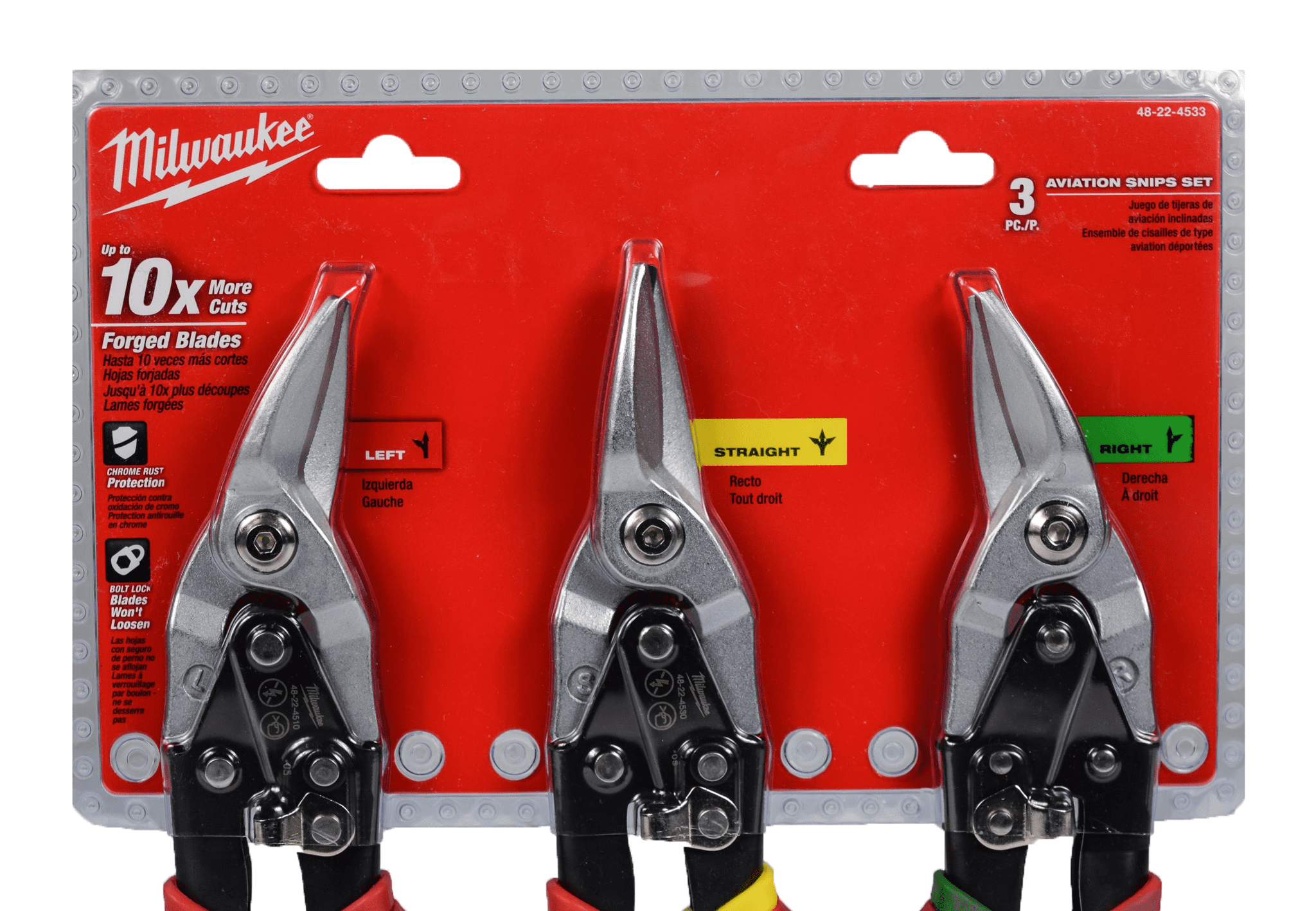 Milwaukee 3-Piece Aviation Snip Set (Left, Right, Straight) 48-22-4533