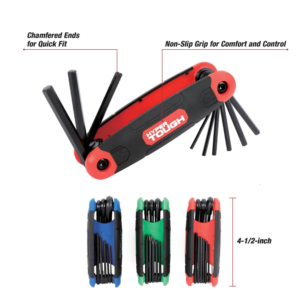 Hyper Tough 3-Pack Folding Hex Key Set with SAE Metric and Star