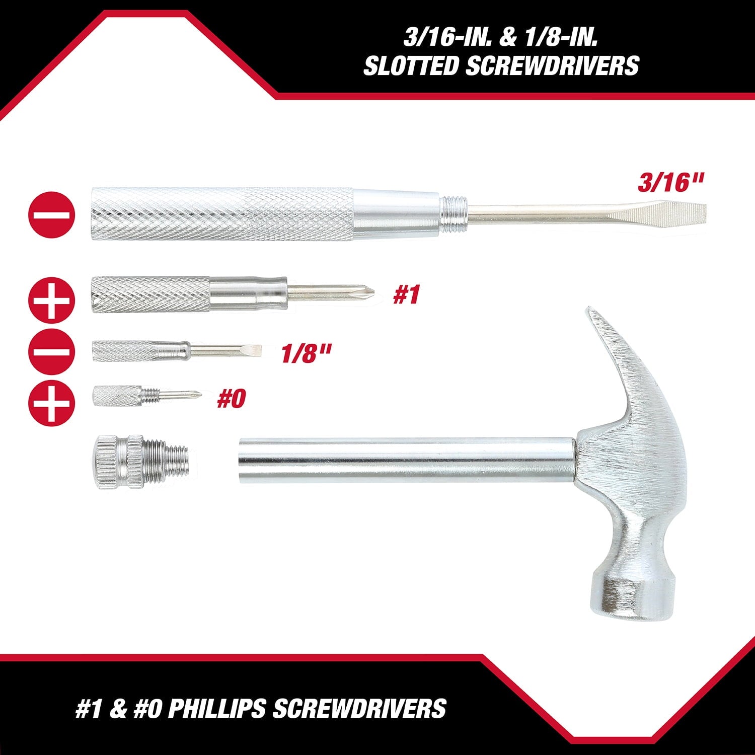 Hyper Tough 5-in-1 Hammer & Screwdriver Set