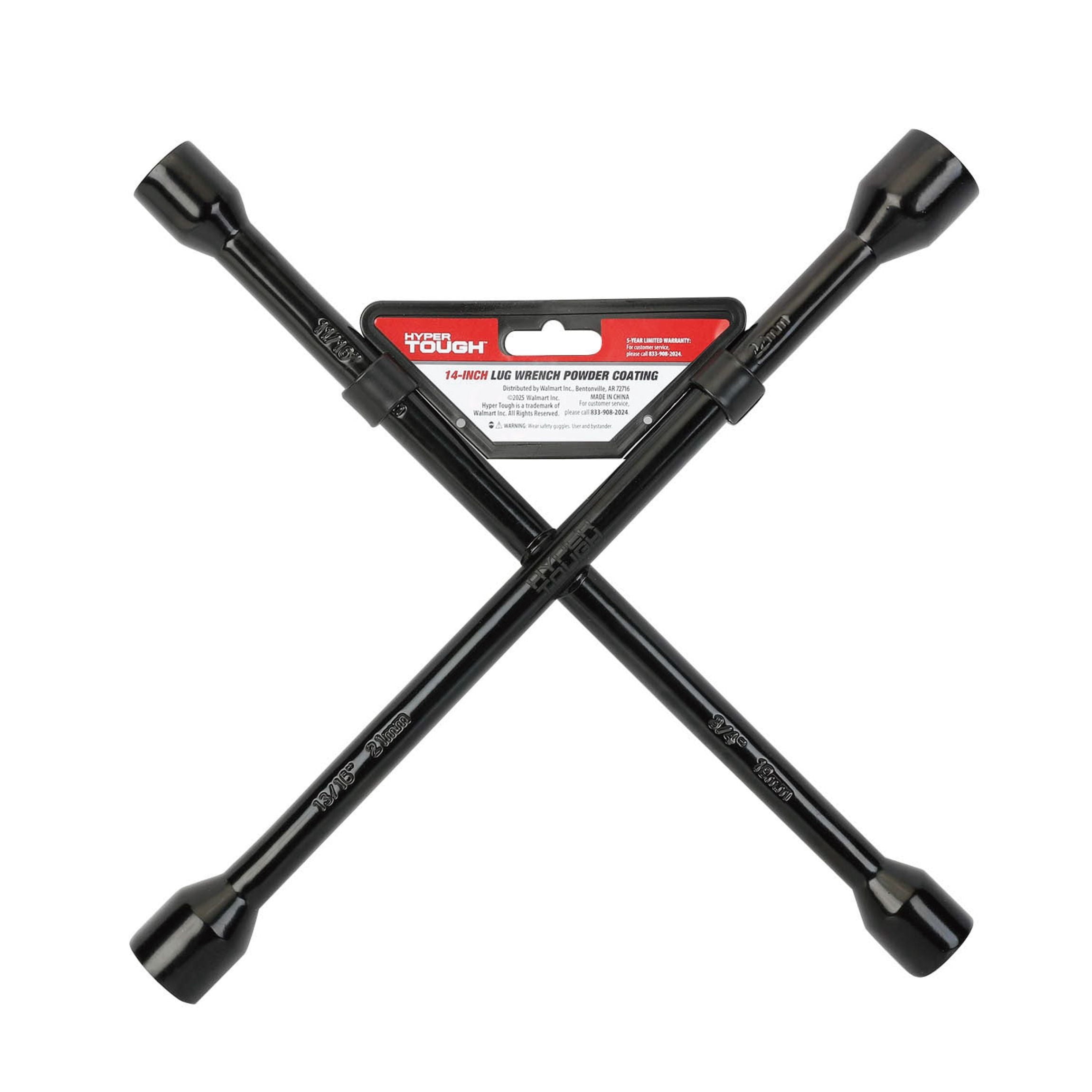 Hyper Tough 14-inch Powder Coated Lug Wrench for Tire Replacement