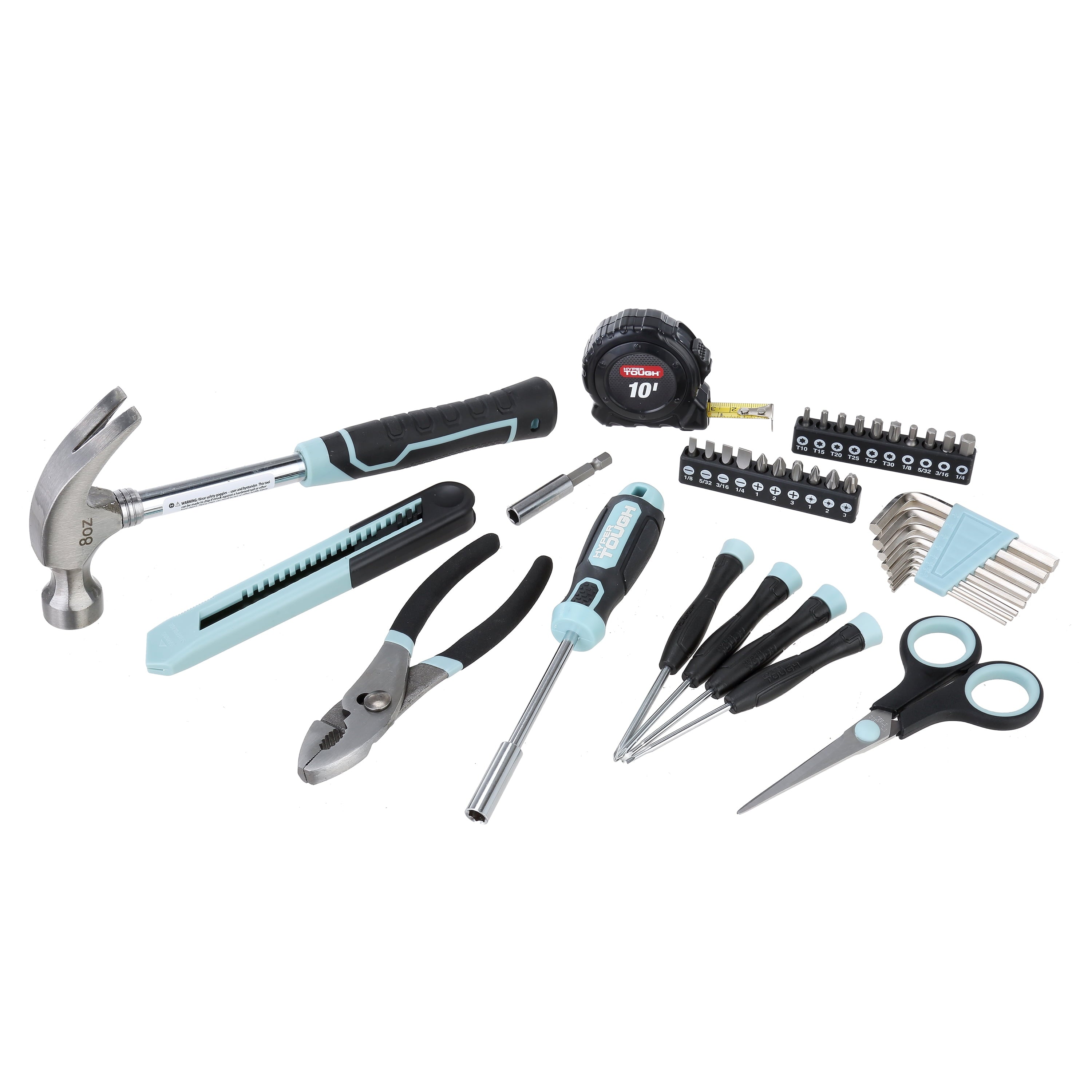 Hyper Tough 40-Piece Seafoam Household Tool Kit for Basic Repairs and DIY Projects
