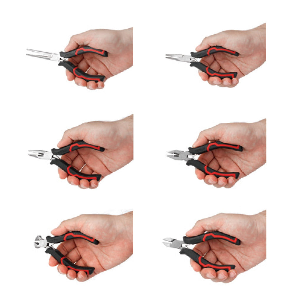 Hyper Tough 6-Piece Mini Pliers Set with Ergonomic Soft Grip Handles