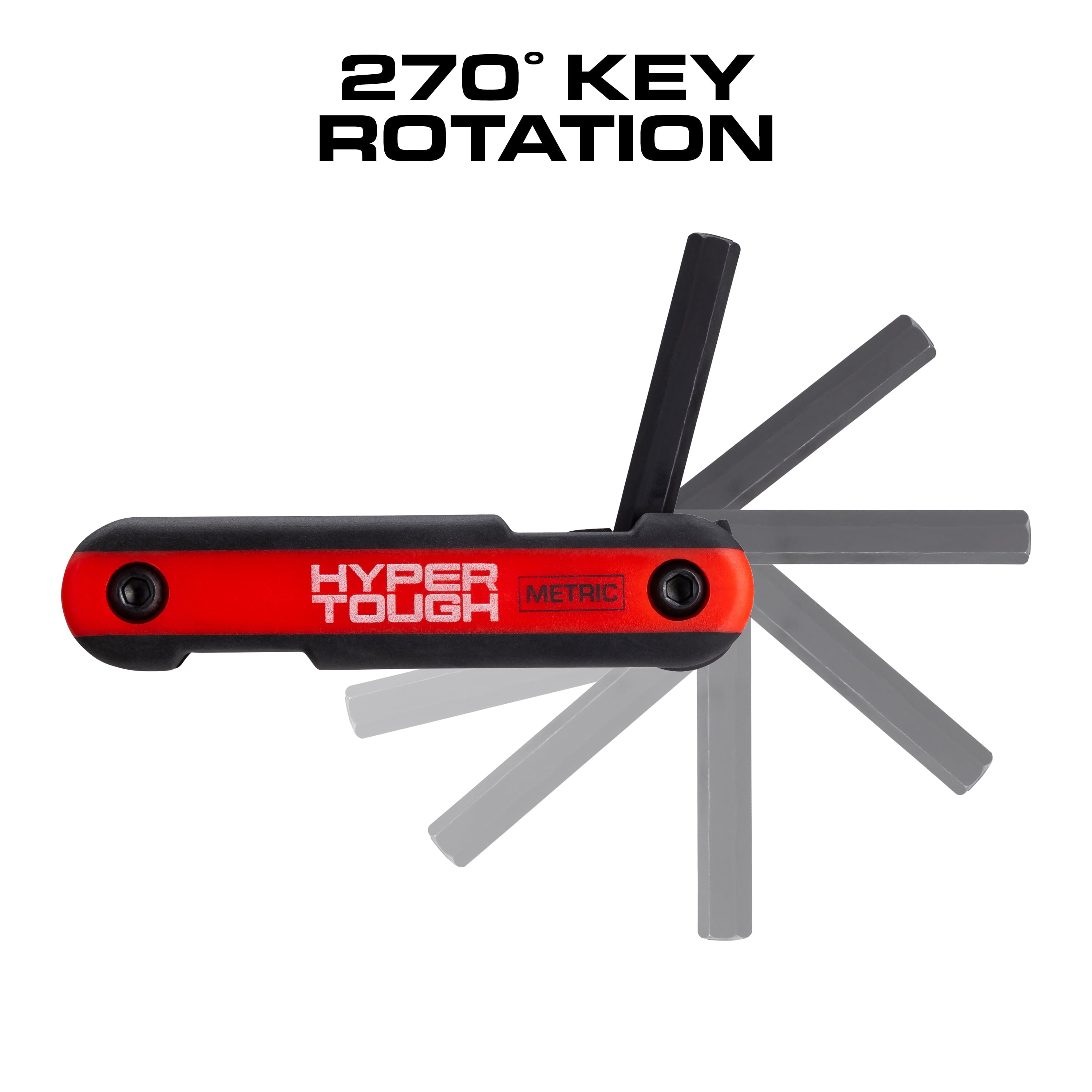 Hyper Tough Heavy-Duty Folding Metric Hex Key Set, 8 Pieces