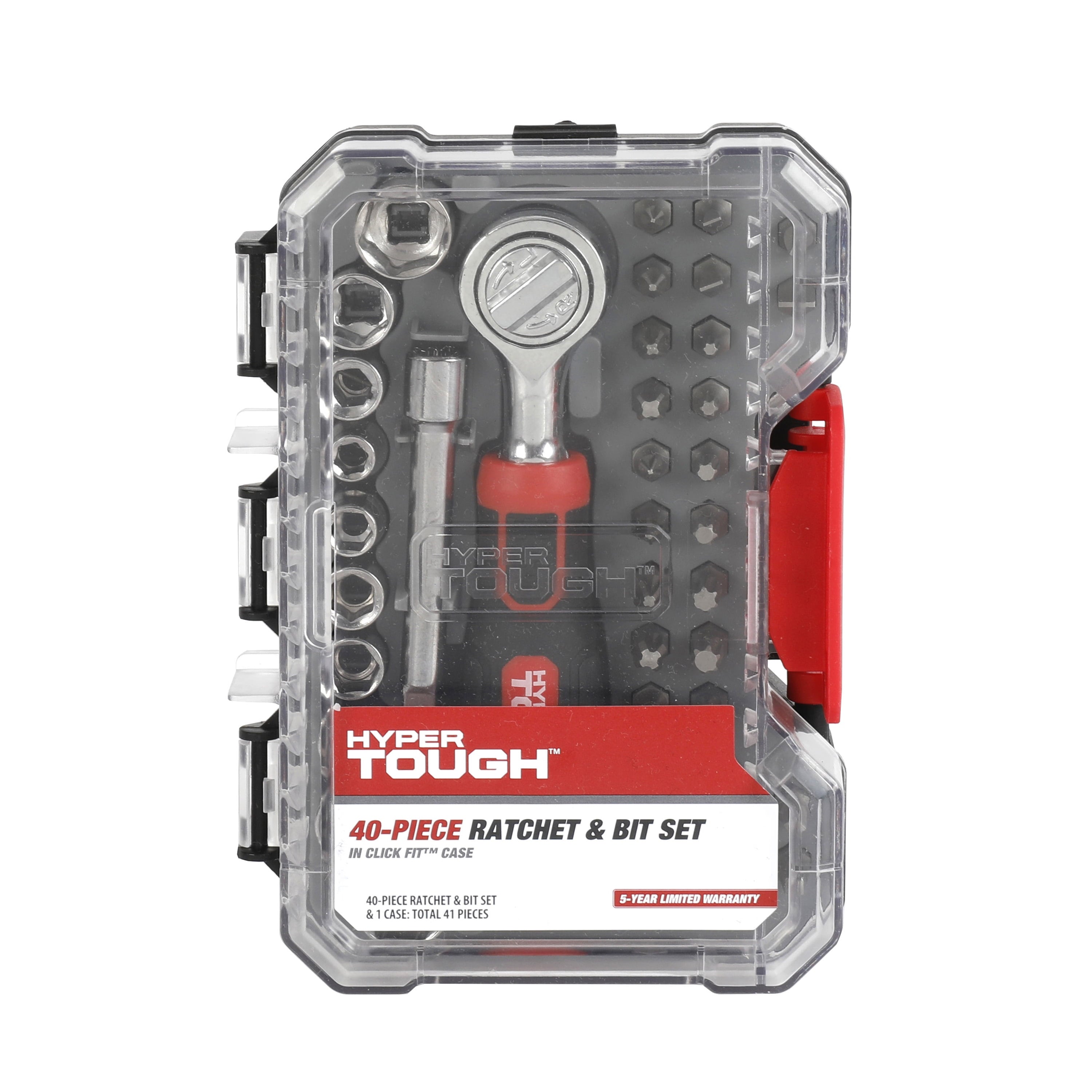 Hyper Tough 40-Piece Ratchet with Sockets and Bits in Click Fit Case